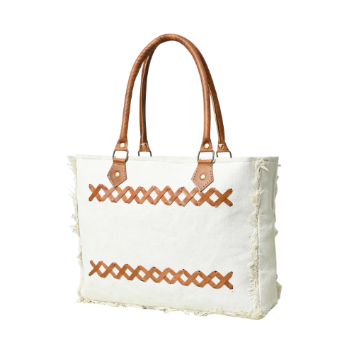 Rustic Weave Canvas Tote Bag