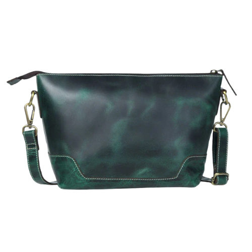 Deep Green Leather Crossbody Bag
