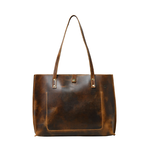 Rustic Brown Leather Tote Bag