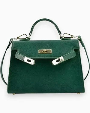 Elegant Dark Green Structured Handbag