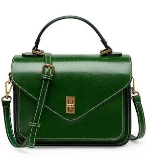 Classic Green Leather Crossbody Handbag