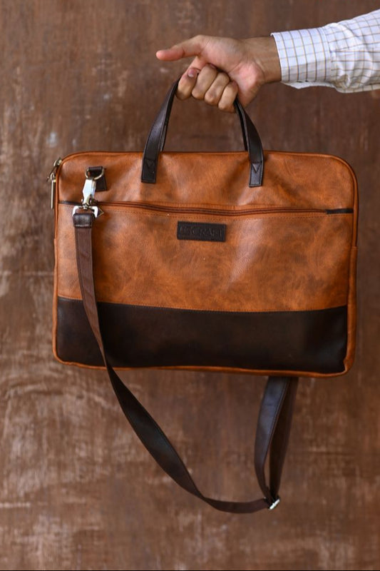 Two-Tone Leather Laptop Bag