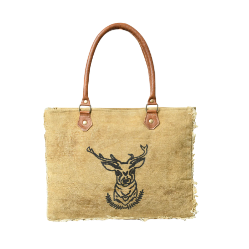 Rustic Stag Emblem Tote Bag
