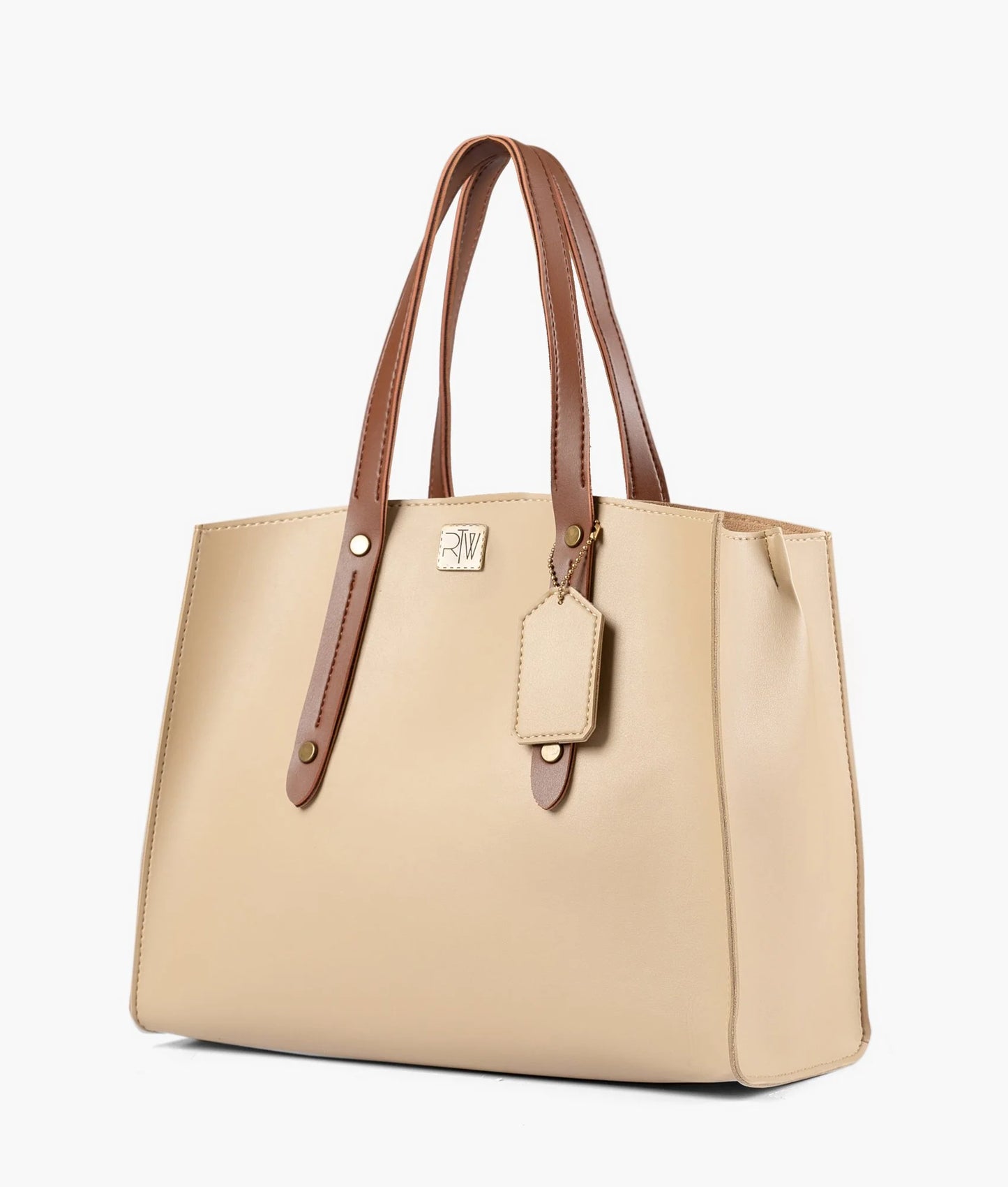 Beige Leather Tote Bag